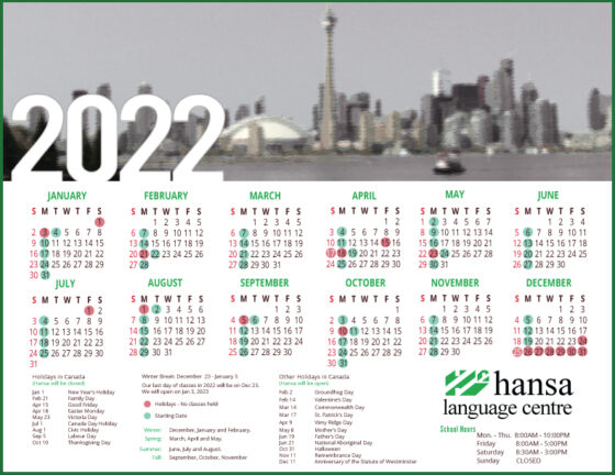 Hansa's Calendar 2022