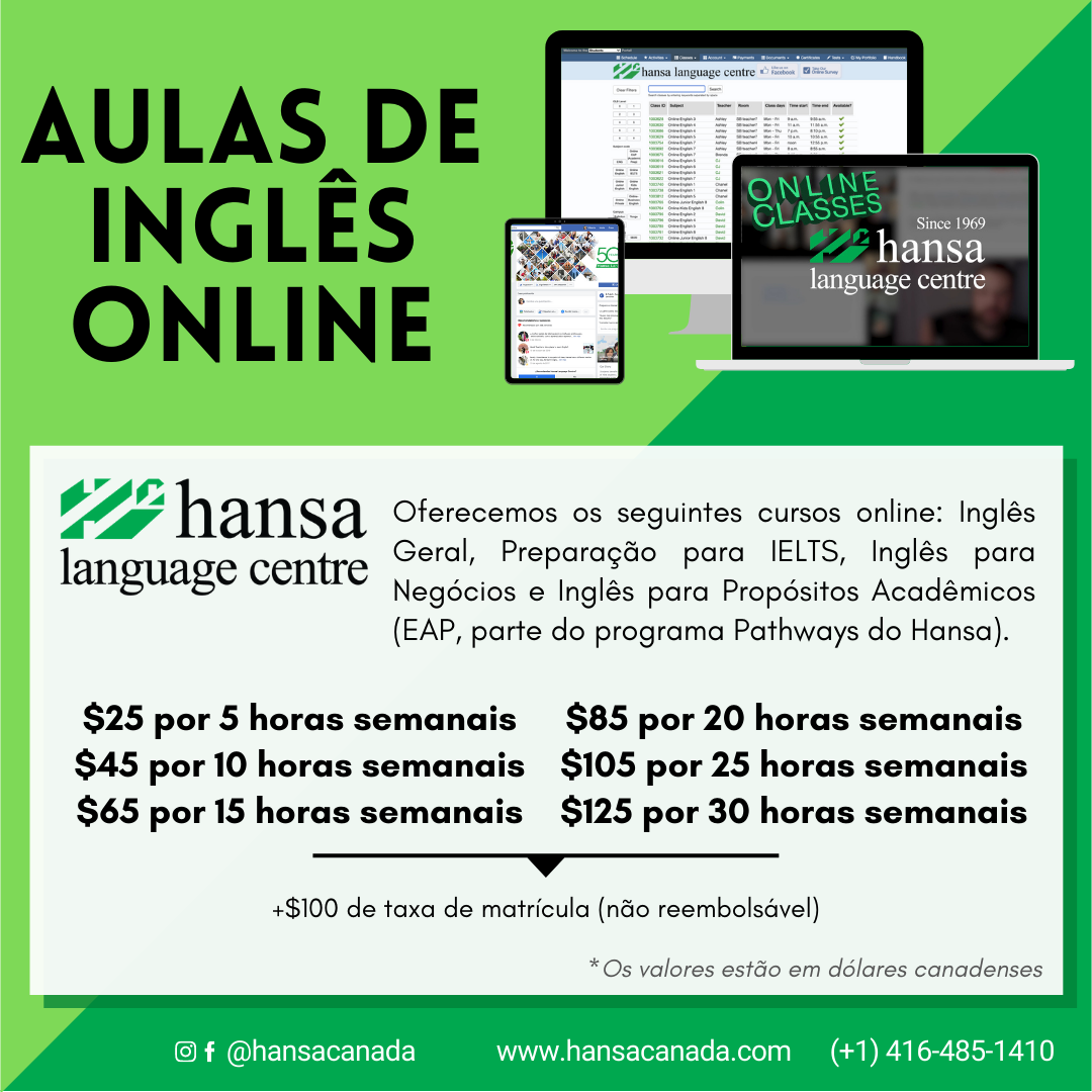 Pt - Online English Classes Online, online classes, hansa online, english classes, english online, english class, Inglês Geral, Preparação para IELTS, Inglês para Negócios e Inglês para Propósitos Acadêmicos (EAP, parte do programa Pathways do Hansa),